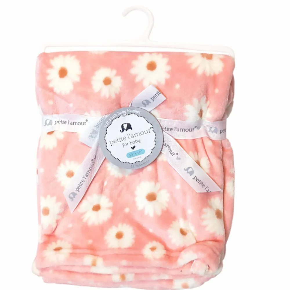 Petite L'Amour Floral Daisy Pink Security Lovey Blanket 30